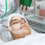 smear cream on woman face